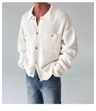 Riolio  New Japanese Fashion Men Cardigan Jackets Light Luxury Knitted Button-down Long Sleeve Sweater Coat Premium Solid Color Knitwear