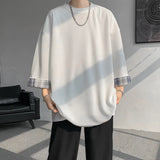 Riolio  Spring Summer Men's Ice Silk T-shirts Women Oversized Plaid T-shirt Korean Style Casual Seven sleeves T-Shirt Male