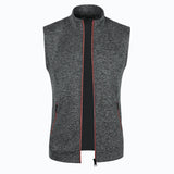 Riolio Autumn and Winter Men's Knitted Velvet Fashion Casual Top Zipper Vest Sleeveless High Neck Fleece Solid Color Men's Wear