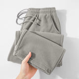 Riolio Double-sided Fleece! Retro Military Green Straight-leg Pants Women Loose Thickened Warm Drawstring Casual Wide-leg Pants Men