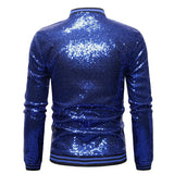Riolio Shiny Sequins Sparkle Bomber Jacket Men Newest Gold Glitter Striped Zipper Mens Jackets And Coats Party Dance Show Clothes