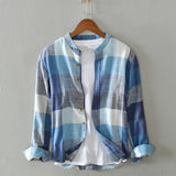 Riolio Cotton Linen Casual Plaid Shirts for Men Long Sleeve Tops Male Loose Turn-down Collar Fashion Clothing Trends