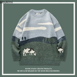 Riolio New 2025 Autumn Winter Men Cows Vintage Sweaters Pullover Mens O-Neck Korean Fashions Sweater Casual Harajuku Clothes Knitted