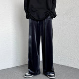 Riolio  High Street Casual Sweatpants Men's Gold Velvet Wide-leg Pants Spring Fall Clothes Large Size Trendy Loose Y2k Glossy Long Pants