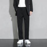 Riolio  Men's Hong Kong Style Straight Pants Loose Casual Pants Suit Pants