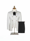 Riolio  Jacquard Sets 3-Piece Jacket with Vest Groom's Fashion Suit Male Wedding Attire Men's Wedding Tuxedo
