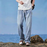 Riolio  Men Summer Fashion High Quality Lyocell Fabric Jeans Men Elastic Waist Casual Denim Pants Baggy Trousers Male Oversized M-4XL