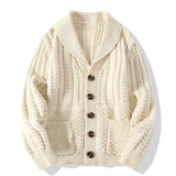 Riolio Korean Version Retro Hand-woven Twisted Twisted Sweater Men's Spring Autumn Thickened Sweater Lapel Cardigan Trendy Jacket Chic