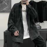 Riolio  Retro Plaid Shirt Men's Loose Long-sleeved Trendy Handsome Thin Jacket Versatile Shirt
