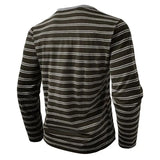 Riolio  New Men's Henley Collar Long Sleeve T-Shirts Striped Casual Button T Shirt for Men Spring Autumn Male Fashion Cotton Tees Tops