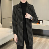 Riolio High-end Feel Men Fashion Handsome All Woolen Coat Suit Collar Long Trench Coat Woolen Coat Thick Casual  Winter Jacket Men