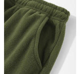 Riolio Double-sided Fleece! Retro Military Green Straight-leg Pants Women Loose Thickened Warm Drawstring Casual Wide-leg Pants Men