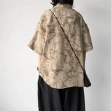 Riolio  Retro Floral Men's Short-sleeved Vintage Loose Casual High-end Drooping Vacation Shirt Jacket