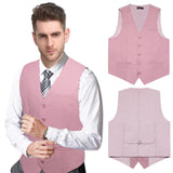 Riolio Pink Solid Rayon Polyester Suit Vest for Men Formal Wedding Business Red Black Blazer Waistcoat Men Clothing