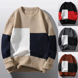 Riolio Men's Sweater Korean Fashion Color Block O Neck Pullover Sweaters Oversize Bottom Knitting Blouse Knitted свитер мужской