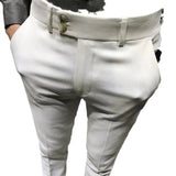 Riolio Summer Trousers For Men Korean Style Slim Fit Casual Pants Small Foot Nine Points Trendy White Suit Pants