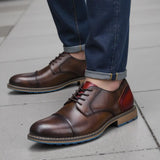 Riolio  New Casual shoes Retro Men's Derby Shoes Men Fashion Leather Shoes