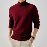 Riolio  Men's Knitted High Collar Long Sve Sweater Autumn Winter Double Flip Casual Comfortable Breathable Pure Color Knitwear