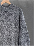 Riolio  New Japanese Retro Men Sweater Light Luxury Knitted O Neck Grey Long Sleeve Pullover Casual Loose Premium Thickened Knitwear