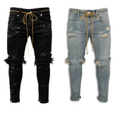 Riolio New 2024 Ripped Hole Jeans for Men Hip Hop Cargo Pant Distressed Denim Jeans Skinny Men Clothing Full Length Slim Trousers Male