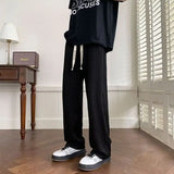 Riolio  Men's Trendy Casual High Waist Summer Casual Loose Fashion Trendy Brand Youth Trendy Trousers