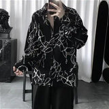 Riolio  Spring Autumn Winter Retro Loose Hip Hop Couple Shirt Y2k Print Man Tops Shirt for Men Vintage Shirt Men Anime Shirt
