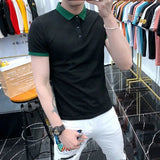 Riolio  Man with Collar Tee Shirts Streetwear Top Striped Black Vintage Clothing Polo T Shirt for Men Plain Trashy Y2k S Cotton White Xl