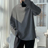 Riolio  Men Mock Neck Long Sleeve T Shirt Oversized Fit Casual Basic Tee Top Streetwear Trendy Autumn Clothing