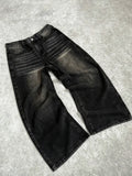 Riolio  Men's All-Season American Streetwear Black Washed Baggy Denim Pants
