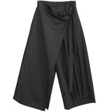 Riolio Spring/Summer Casual Wide Leg Pants for Men's Dark Knight Pants Original Four Seasons  Asymmetric Loose Crop Nine Pants