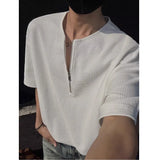 Riolio  Zip T Shirt Men Short Sleeve Summer Trendy Casual Fashion All-match Shirt