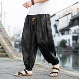 Riolio Outdoor Brand Pants For Men Lce Silk Dragon Dark Flower Loose Bloomers High Quality Wide Leg Casual Trousers Male