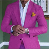 Purple Men's Linen Summer Beach Jacket Suits Slim Fit Suits For Men Tuxedo Groom Suits For Men Wedding Groomsman 1 Jacket Only