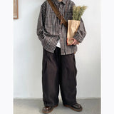 Riolio Japanese Oversize Pant Men Women Spring Autumn Casual Wide-leg Trousers Vintage Simple Straight-leg Baggy Pant Harajuku Unisex