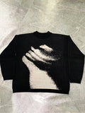 Riolio  Y2k Knitted Sweater Acrylic Men Clothes Fashion Hip Hop Grunge Goth Punk Casual Harajuku Graphic Print Long sleeved Pullover