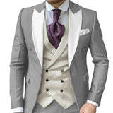 Riolio  Fashionable Contrast Color Men's Suits 3 Pieces Jacket Vest Pants Dancing Sets Handsome Peak  Lapel Suit Set For Men Party Wear