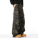 Riolio  Men Baggy Camouflage Ripstop Cargo Jeans Male Classic Straight Casual Denim Pants American Style Street Hip Pop Denim Trousers
