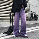 Riolio Purple Jeans for Men Spring and Autumn Straight Loose Trousers Oversize Casual Wide Leg Pants High Street Fashion Male Clothing