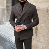 Riolio  New Vintage Men's Suit 2 Pieces Business Formal Casual Double Breasted Slim Fit Suits Party Wedding Dress Costume Male Suit