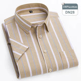 Riolio  plus size 14xl 100%cotton oxford hight qulity summer short sleeve shirts for men slim fit formal shirt soft plaid office clothes