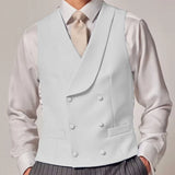 Riolio  Men Vest Sky Blue Solid Color Double Button With Lapel Waistcoat For Wedding Groom Business Formal Banquet Work Men Suit Vest