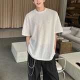 Riolio  New Men Clothing Texture Cooling T Shirts for Men Summer Short Sleeve Breathable Loose Casual Mens T Shirts Oversized Streetwear