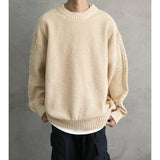 Riolio Heavy Japanese Sweater Loose Round Neck Pullover Fashionable High-end Red Sweater Men Women's Inner Base Knitted Sweater Chic