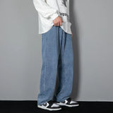 Riolio New Korean Men's Casual Long Jeans Classic Man Straight Denim Wide-leg Pants Solid Color Light Blue Grey Black