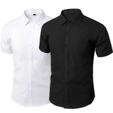 Riolio Men's Long Sleeve White Shirt Casual Business Formal Slim Fit Korean Style Professional Work Shirt Wrinkle-free Ironing