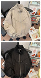 Riolio American Cityboy Jacket Wash Canvas Deconstructed Stand Collar Coat Design Sense Top Spring Autumn Korean Trend Bomber Jacket