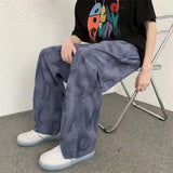 Riolio Corduroy Wide Pants Men Fashion Letters Baggy Straight Trousers Oversized Casual Bottoms Ins Vintage Male Y2K Clothes Streetwear
