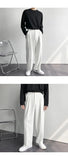 Riolio New Men White Straight Pants Fashion Korean Loose Suit Trousers Casual Draped Baggy White Wide Pant Male Streetwear