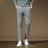 Riolio  Brand Clothing Autumn Thick Style Plaid Work Stretch Pants Men Business Fashion Slim Grey Party Casual Pant Trousers Male