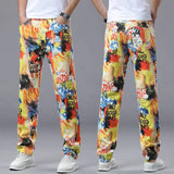 Riolio  Men Fashion Camouflage Print Tie Dye Casual Pants Male Daily Loose Straight Leg Wide Leg Streetwear Versatile Sports Trousers